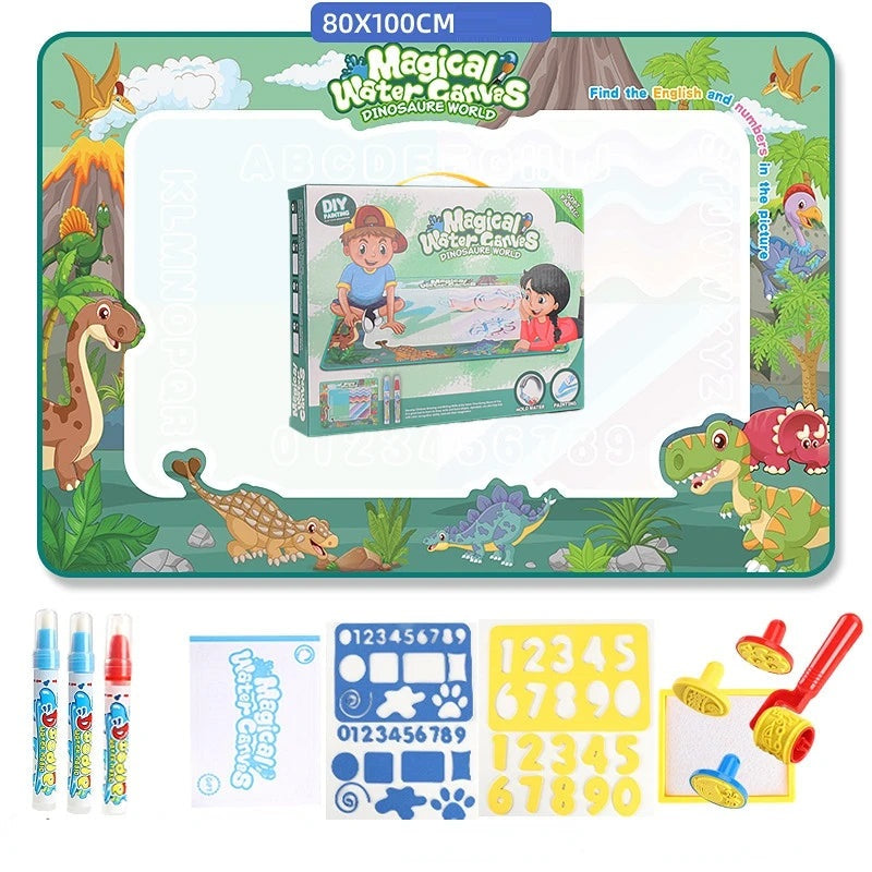 Magic Water Drawing Mat – Reusable 100×80cm Doodle Board with Pens & Stencils for Kids