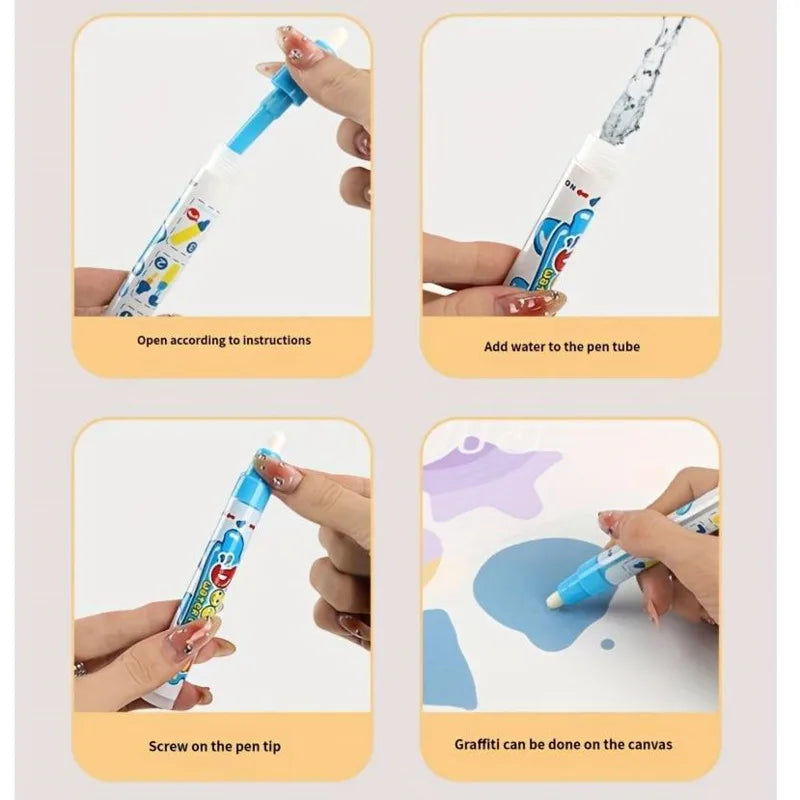 Magic Water Drawing Mat – Reusable 100×80cm Doodle Board with Pens & Stencils for Kids